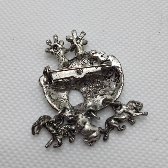 Vintage 80s Noah’s Ark Christian Pewter Signed Broach Jewelry Pin - Picture 3 of 6